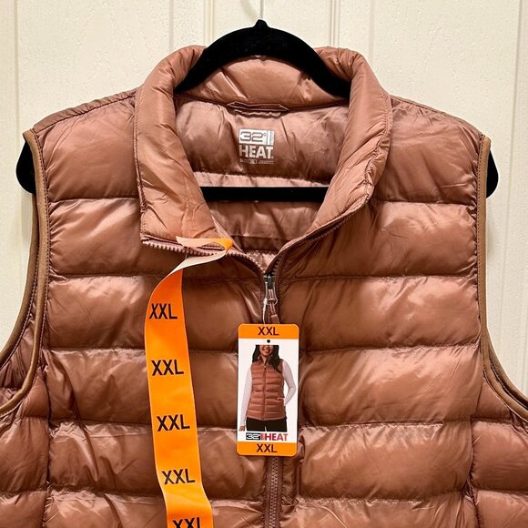 New 32 Degrees Women's Lightweight Zip Up Packable Vest Size XXL Copper Brown - Picture 2 of 14